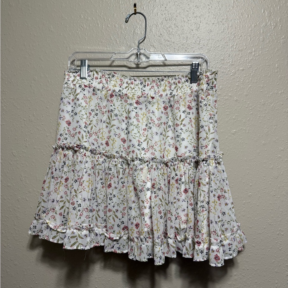 Mustard Seed White Floral A-Line Skirt